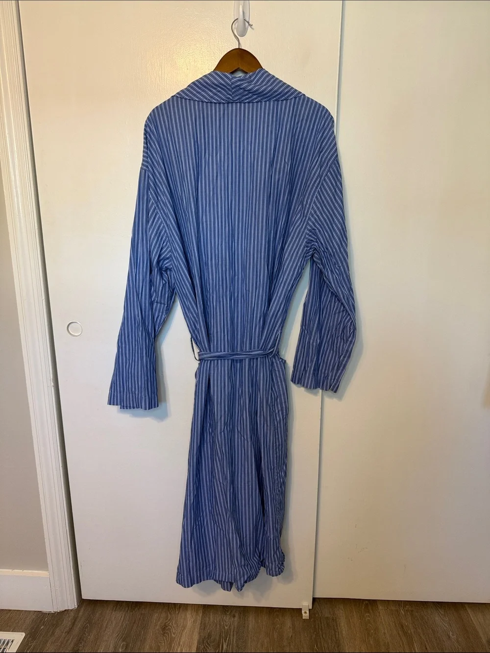 Polo Ralph Lauren Men’s 100% Cotton Striped Robe Blue Pony Luxury Light L/XL
